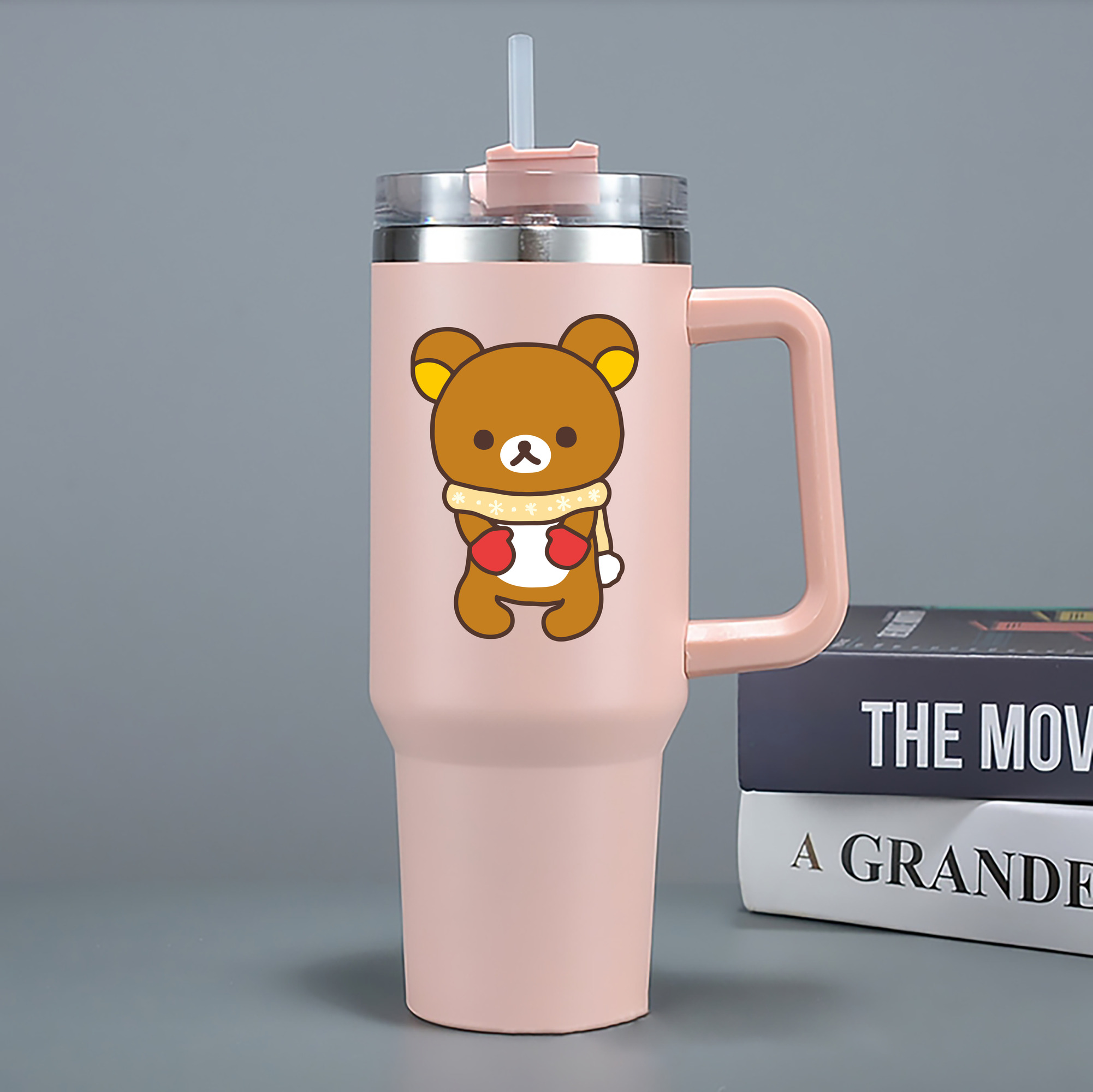 （画像用） リラックマ リラックマ キイロイトリ Rilakkuma Korilakkuma Kiiroitori 1200mL車用タンブラー - クリスタルステッカー（プラスチックストロー付き）